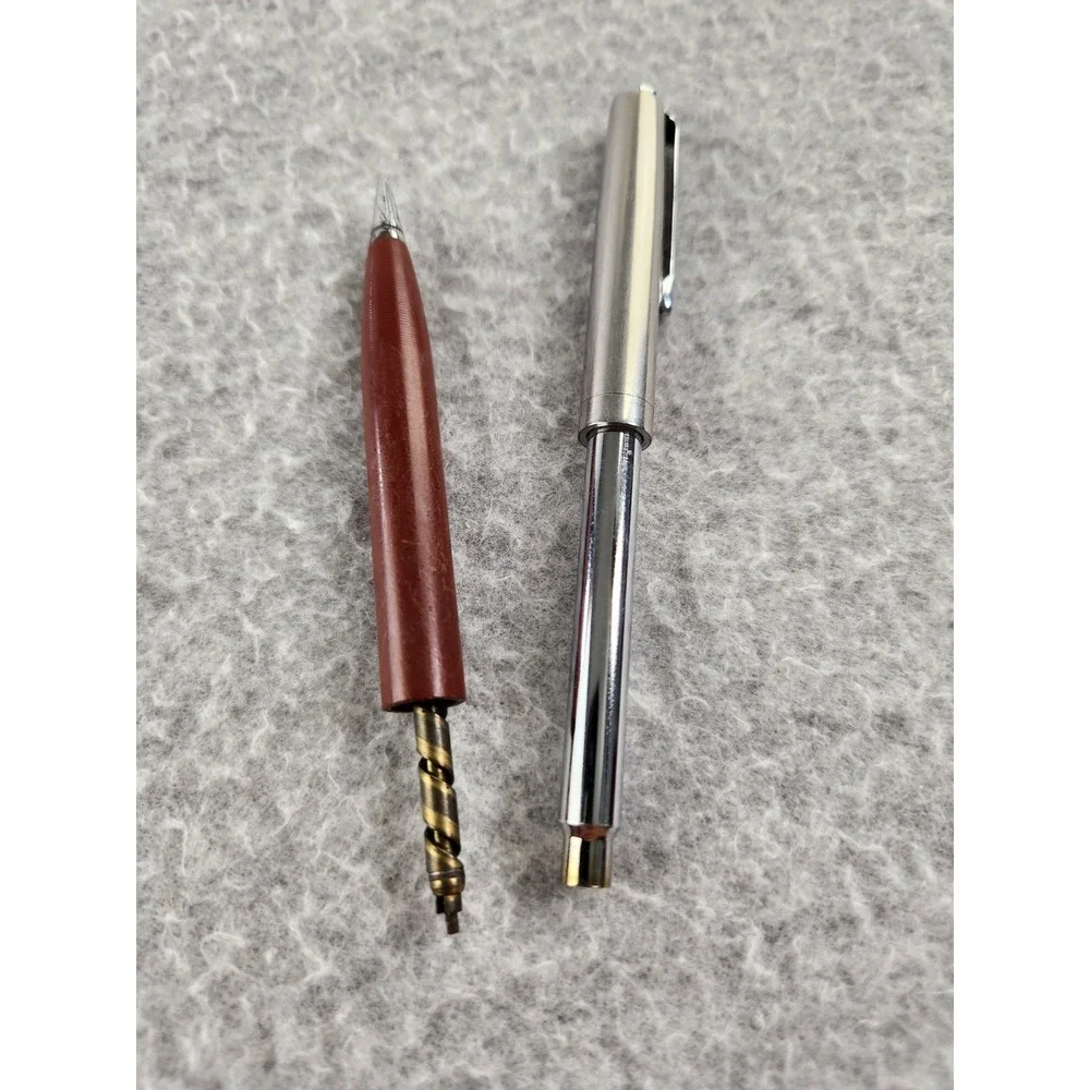 Vintage Parker Mechanical Pencil Red Silver Ribbed Textured Writing Utensil